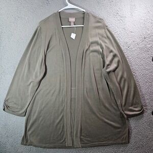 NEW Chico's Open Front Long Cardigan Sweater Size 3 Greenish‎ Gray